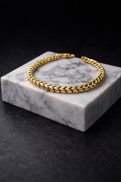 Feya Atelier Çelik Gold Başak Bileklik