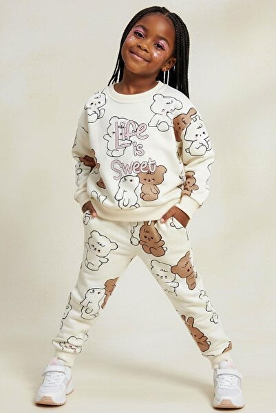 Breeze طقم رياضي للفتيات الصغيرات، أصدقاء لطيفون، من عمر 2 إلى 6 سنوات، كريمي