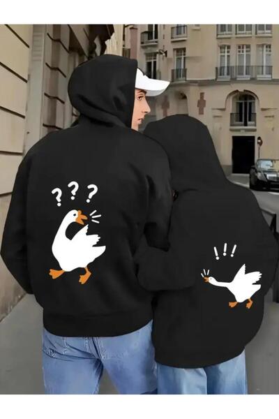 Oceanwear طقم مطبوع قطعة من سترة بغطاء رأس للجنسين باللون الأسود مكون من قطعتين