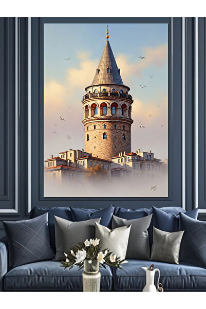 karizmart Galata Kulesi Manzara Resmi Dekoratif Kanvas - Mdf Ahşap Tablo