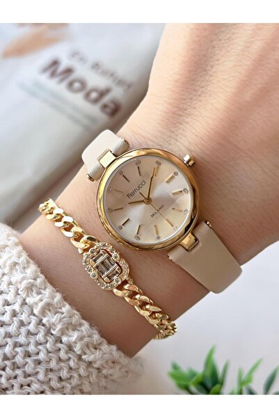 Ferrucci Women's Wristwatch+Bracelet Special Series Leather Cord Vs.Blkt.0740