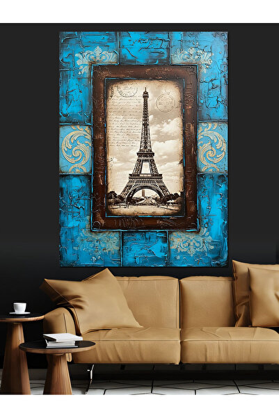 KanvasSepeti Turnul Eiffel Pictură în ulei de înaltă calitate texturat Canvas...