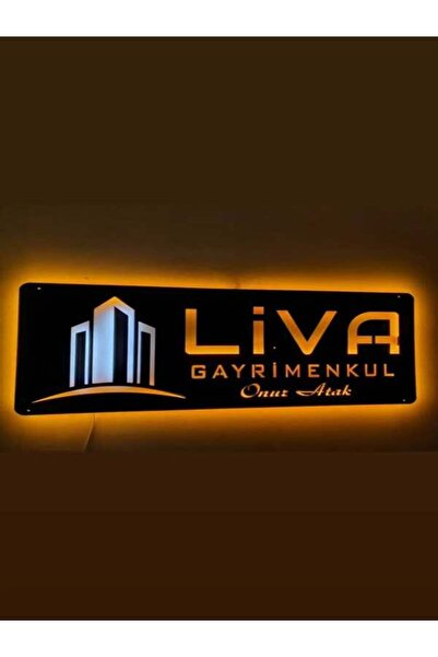 Çığ Tasarım Emlakcı Gayrimenkul Işletmelere Özel Olarak Tasarlanabilen Led Işıklı Ahşap Tablo