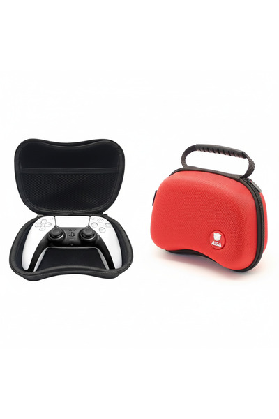 ASA Hard Shell Carrying Case Compatible with PS5 DualSense Wireless Controller, Red