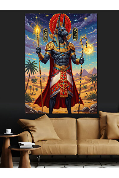 KanvasSepeti Anubis Pictură în ulei de înaltă calitate texturat Canvas Canvas...