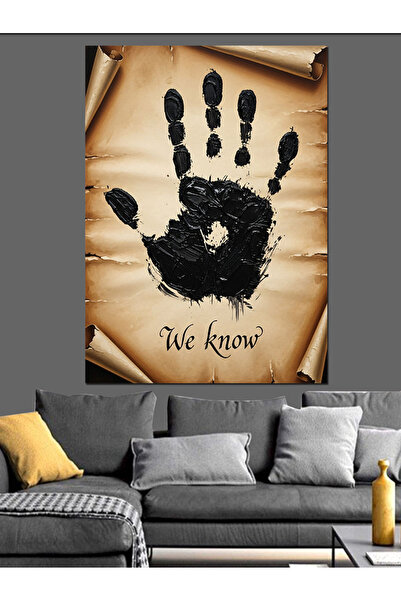 KanvasSepeti Black Handprint Pictură în ulei de înaltă calitate d texturat Ca...