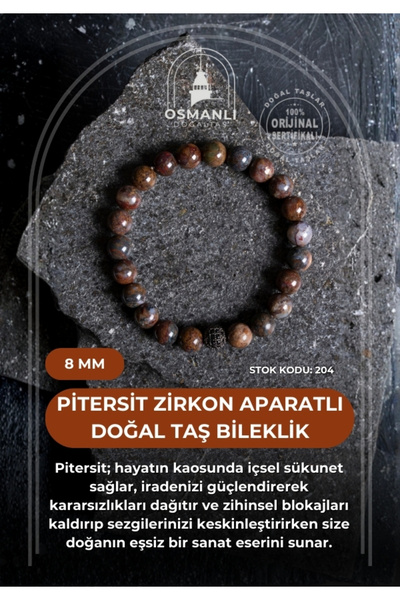 OSMANLI DOĞAL TAŞ Certified Pitersite Zircon Apparatus Natural Stone Bracelet...