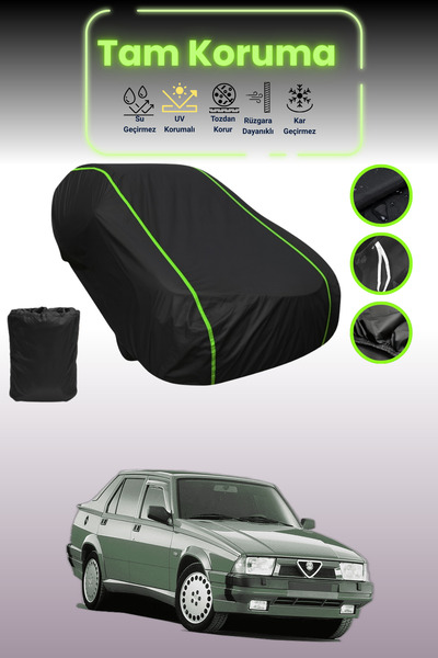 Dokaca Neo غطاء حماية للسيارة من القماش الأسود اللامع قماش مجدّل ألفا روميو 75 متوافق مع السيارات