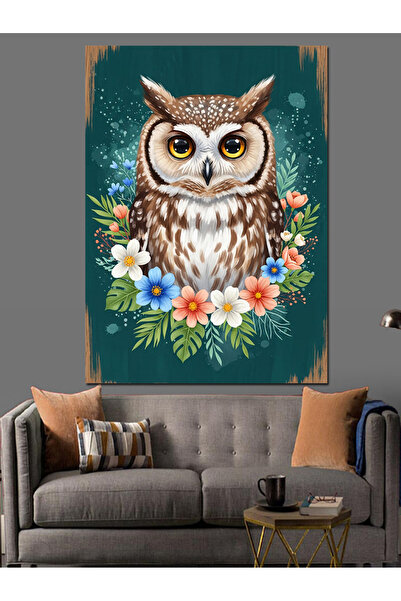 KanvasSepeti Winter Sleep Owl Pictură în ulei de înaltă calitate texturat Can...