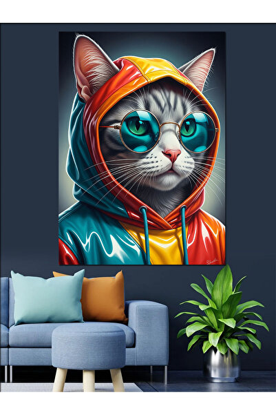 KanvasSepeti Cu ochelari cu glugă Pictură în ulei de înaltă calitate texturat...