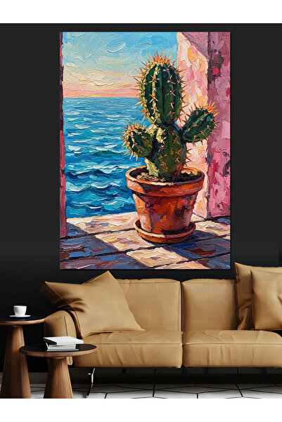 KanvasSepeti Cactus albastru cobalt i Desert Vopsea în ulei de înaltă calitat...
