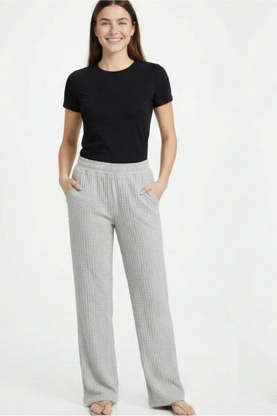 MORRO بنطلون بيجامة نسائي من قماش بابل، بخصر مطاطي ورباط، تصميم مريح وملائم ل...