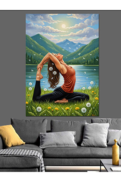 KanvasSepeti Yoga în natură Pictură în ulei de înaltă calitate texturat Canva...