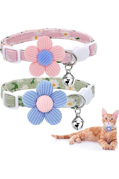Arabest طوقان للحيوانات الأليفة، طوق للقطط الصغيرة مع جرس، قابل للفصل، طوق مز...