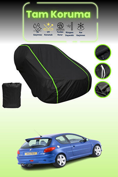 Dokaca Neo غطاء حماية من القماش الأسود اللامع قماش مجدّل لسيارة بيجو 206 ثلاث...