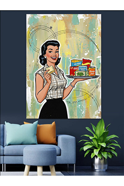 KanvasSepeti Retro Home cu tavă Vopsea în ulei de înaltă calitate texturat Pâ...