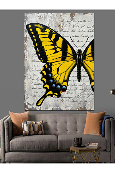 KanvasSepeti Yellow Butterfly Pictură în ulei de înaltă calitate texturat Can...