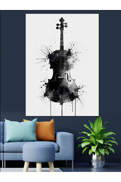 KanvasSepeti Vioara albă și neagră Pictură în ulei de înaltă calitate textura...