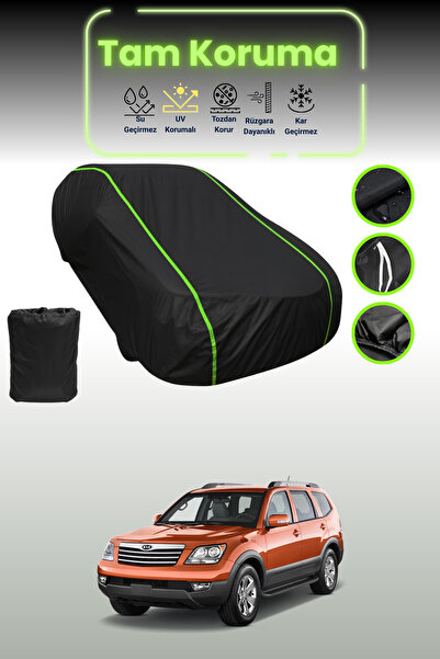 Dokaca Neo غطاء حماية للسيارة من القماش الأسود النيون قماش مجدّل كيا بوريجو 2...
