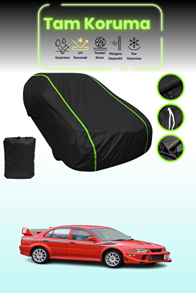 Dokaca Neo غطاء حماية للسيارة متوافق مع سيارة ميتسوبيشي لانسر إيفوليوشن VI باللون الأسود النيون قماش مجدّل