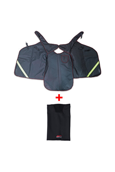 GP KOMPOZİT غطاء ركبة عالمي عاكس للضوء للدراجات النارية باللون الأسود (قطعة واحدة مع هدية طوق للرقبة)