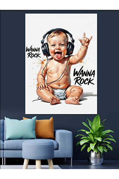 KanvasSepeti Rocker cu căști Pictură în ulei de înaltă calitate texturat Pânz...