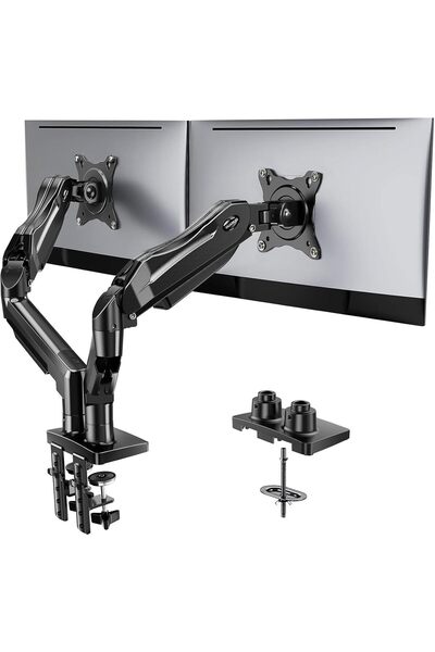 HUANUO Dual Monitor Stand, Fully Adjustable Monitor Desk Mount for 13–32″ Computer Screens