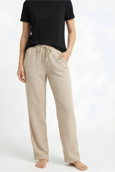 MORRO Women's Bubble Fabric Pajama Bottoms Elastic Waist Drawstring Lace-Up Textured Relaxed Fit Home Wear Sweatpants