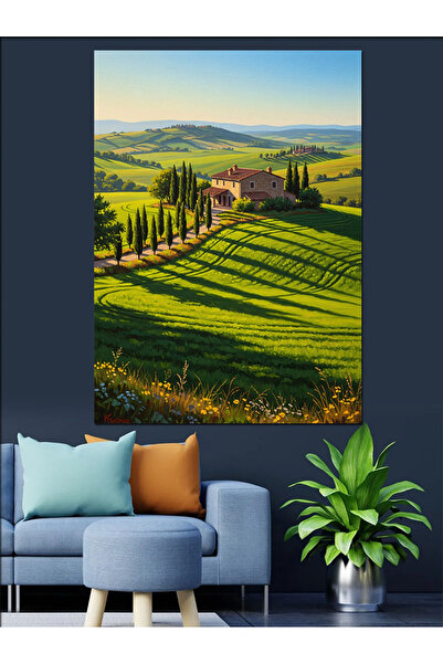 KanvasSepeti Pictură în ulei de înaltă calitate Green Tuscany texturat Canvas...
