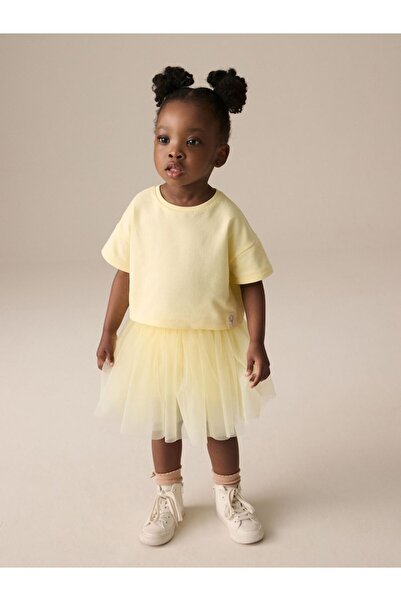 Next Baby Cotton Yellow Thsirt Tutu Skirt Bottom Top Set