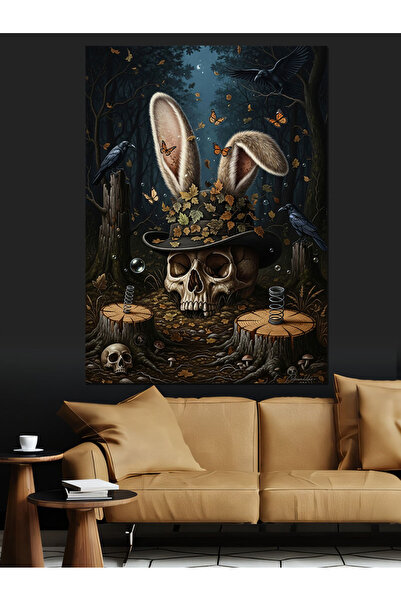 KanvasSepeti Tavşan Kulaklı Pictură în ulei de înaltă calitate texturat Canva...