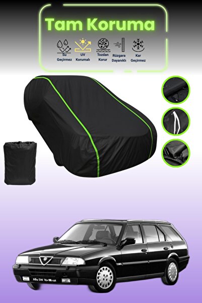 Dokaca Neo غطاء حماية للسيارة من القماش الأسود اللامع قماش مجدّل ألفا روميو 33 سبورت واجون متوافق مع غطاء حماية السيارة من القماش