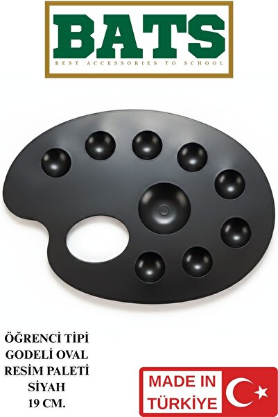 BATS 19 CM. GODELİ OVAL RESİM PALETİ SİYAH