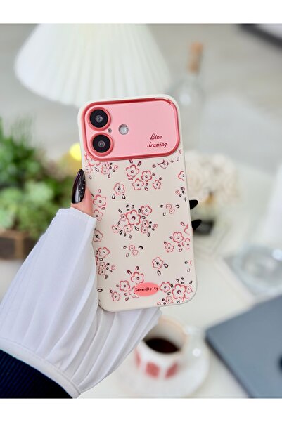 Go Aksesuar غطاء سيليكون متوافق مع آيفون 16 مع تصميم زهور صغيرة وطباعة على ال...