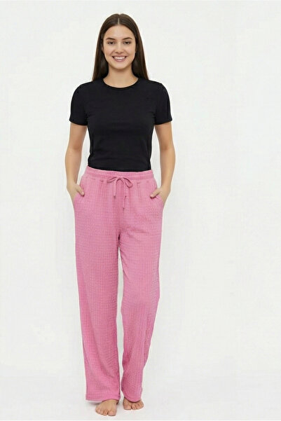 MORRO بنطلون بيجامة نسائي من قماش بابل، بخصر مطاطي ورباط، تصميم مريح وملائم ل...