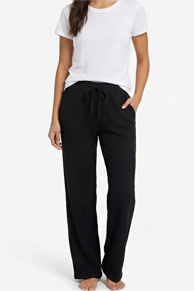 MORRO Women's Bubble Fabric Pajama Bottoms Elastic Waist Drawstring Lace-Up Textured Relaxed Fit Home Wear Sweatpants