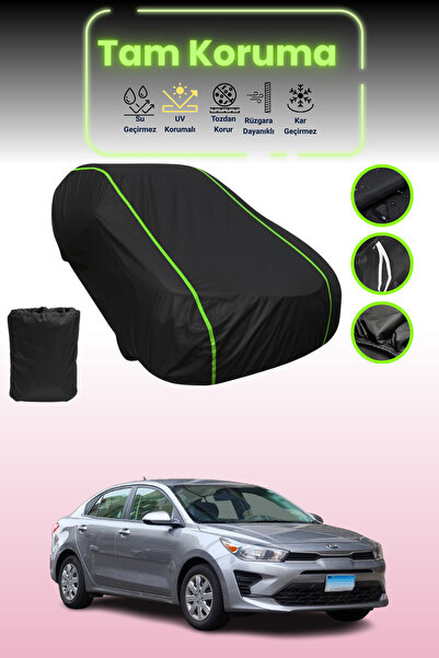 Dokaca Neo غطاء حماية للسيارة من القماش الأسود اللامع قماش مجدّل كيا ريو 4 سيدان متوافق مع غطاء حماية السيارة من القماش