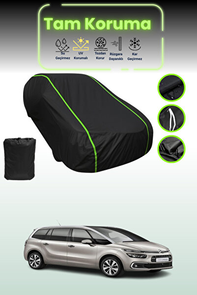 Dokaca Neo غطاء حماية للسيارة متوافق مع سيتروين جراند سي4 بيكاسو قماش مجدّل 2016 - 2021 باللون الأسود النيون