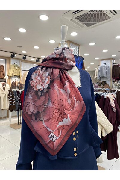 KUQOS Nevbahar Patterned Scarf Burgundy