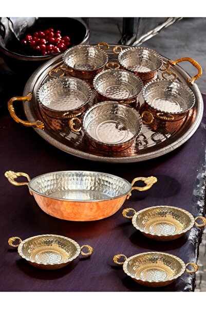 BARITCIOGLU Presentation Plate Tray Copper Breakfast Pan Set