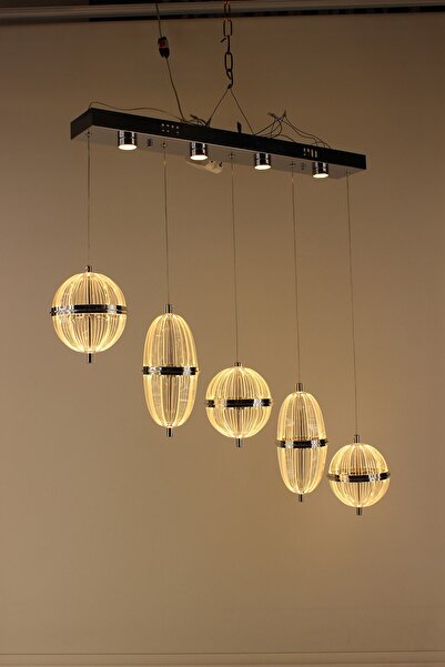 GN GEN AYDINLATMA Satürn Serisi Küre ve Oval Akrilik Formlu 5'li Sıralı Seris...