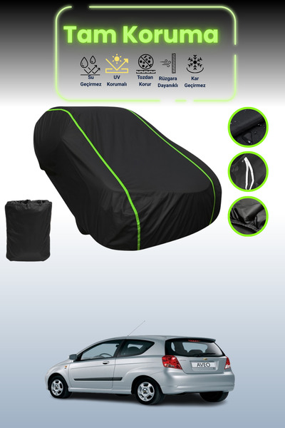 Dokaca Neo غطاء حماية للسيارة باللون الأسود النيون قماش مجدّل لسيارة شيفروليه أفيو/كالوس ثلاثي الأبواب 2004 - 2007