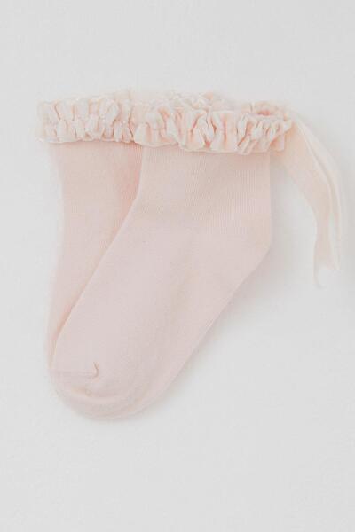 Katamino Girl's Socks with Ruffle Detail on the Ankle, Ages 1-12, Pink