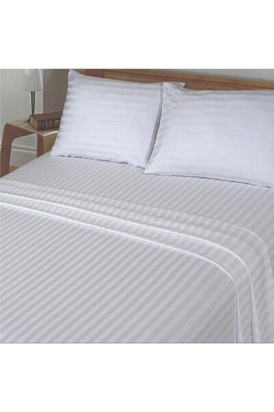 mer-tim ezberbozan ev tekstili Mertim Home Textile Striped Cotton Satin Single Elastic-Free Bed Sheet Set 160 X 240