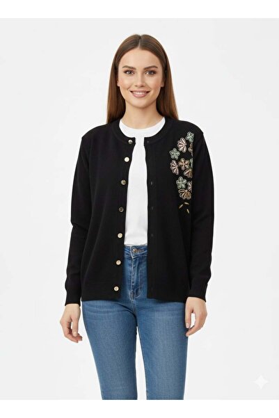 ModaPlaza Women's Floral Embroidered Cardigan 3264