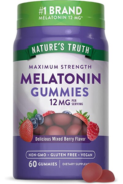 Nature's Truth Melatonin Gummies | 12mg | Mixed Berry Flavor | Vegan, Non-GMO & Gluten Free Suppleme