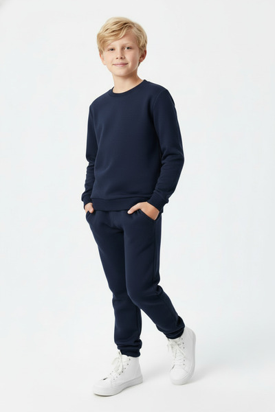 panios kids Set de trening pentru băieți, cu 3 fire, cu gât rotund, simplu, f...