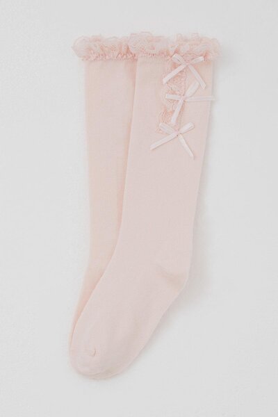 Katamino Girl's Golf Socks with Bow Accessories and Lace, Ages 1-8, Pink