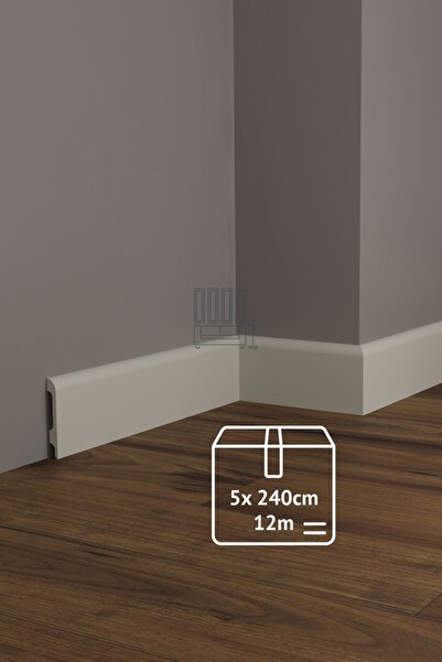 Evime Decor Vizon Süpürgelik 10 cm Profili, 5 adet 12m Koyu Gri Polimer Duvar...