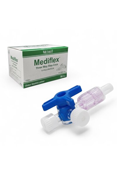 mediflex 3 Yollu IV Musluk 50 li Pket (Three Way Stop Cock) Steril Tek Kullan...